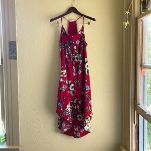Peach Love red floral sun dress